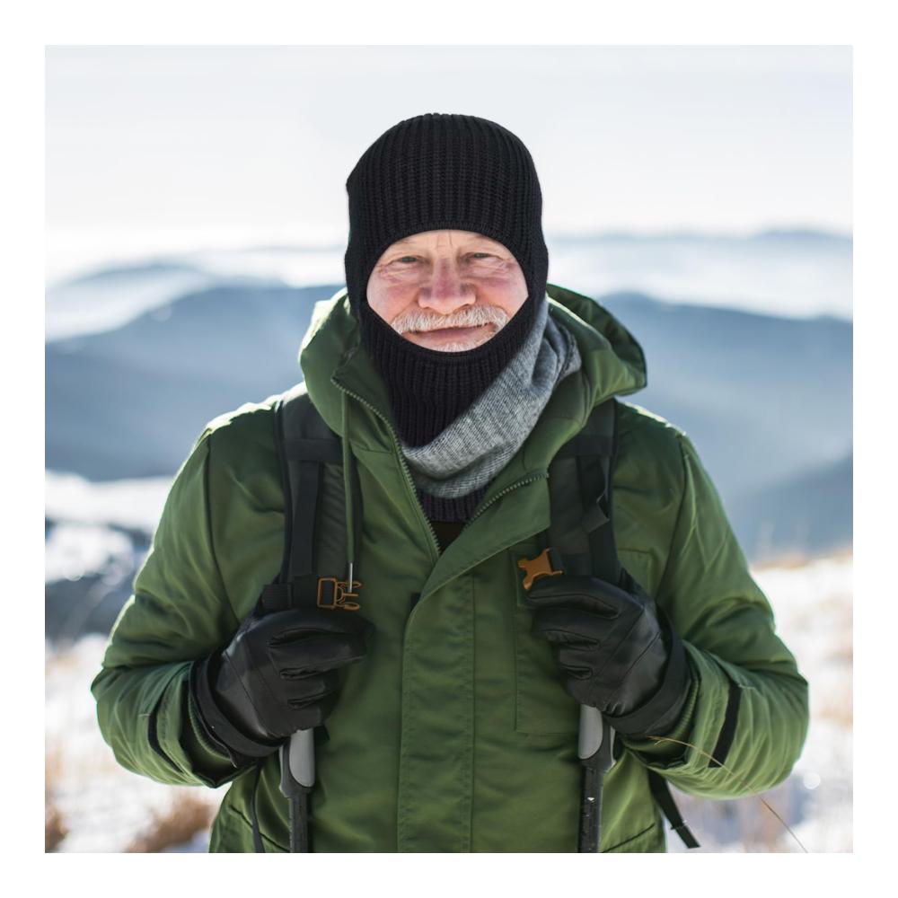 Schwarze Sturmhaube für Skifahren & Motorradfahren | 2-in-1 Gesichtsmaske und Helm-Nackenwärmer - Atmungsaktiv Warm & Vielseitig