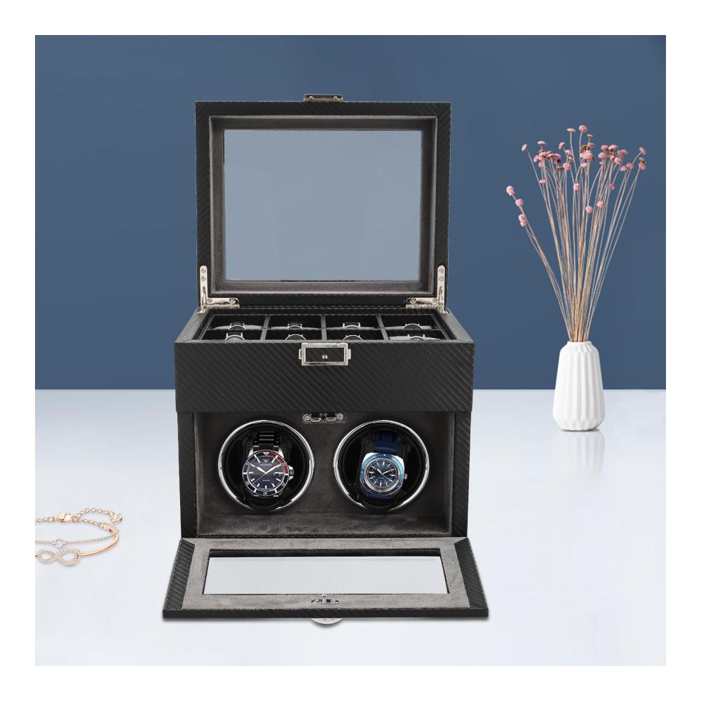 Automatischer Uhrenbeweger 2 8 Uhren PU-Leder Leise Motoren LED-Beleuchtung - Perfekt für Automatikuhren