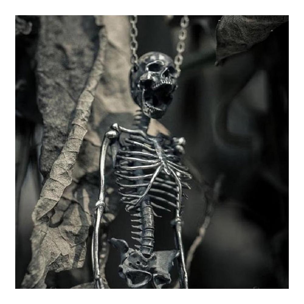 Gothic Metall Vintage Halskette mit Skelett-Anhänger | Hip Hop Schmuck für Jungenmode - Ideal für Spukhaus Kostümparty Zuhause Mottoparty und Halloween-Parade