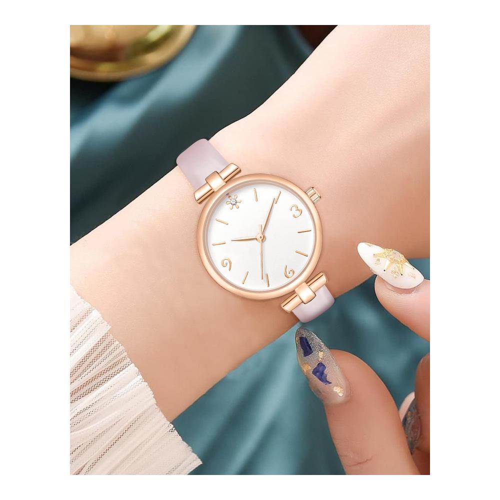 Damen Armbanduhr - Wasserdichte klassische Analoguhr mit Lederarmband Quarz elegantes minimalistisches Design - Geschenk für Frauen
