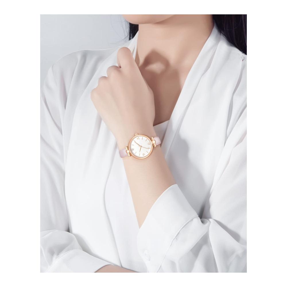 Damen Armbanduhr - Wasserdichte klassische Analoguhr mit Lederarmband Quarz elegantes minimalistisches Design - Geschenk für Frauen