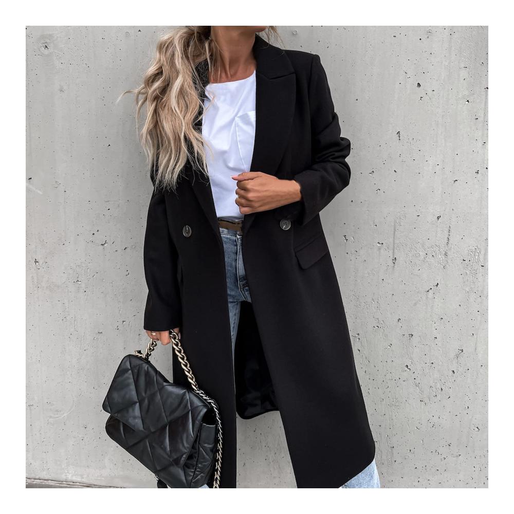 Eleganter Damen Blazer für Herbst und Winter - Langer Anzugkragen Knopfleiste und lange Ärmel - Ideal für das Büro