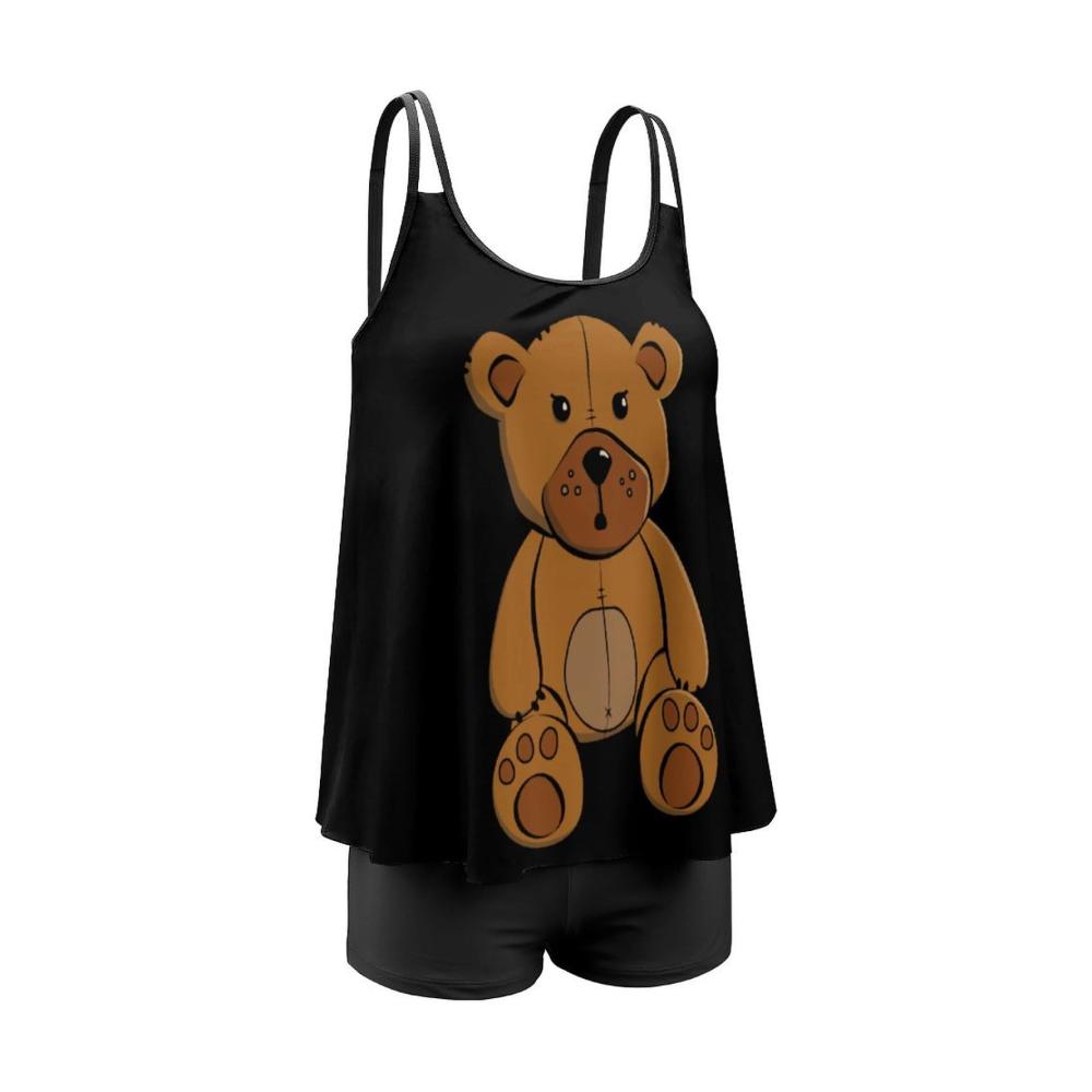 Damen Tankini Cartoon Bär Bikini für Schwimmen & Tauchen - Badeanzug Frauen für Strandspaß