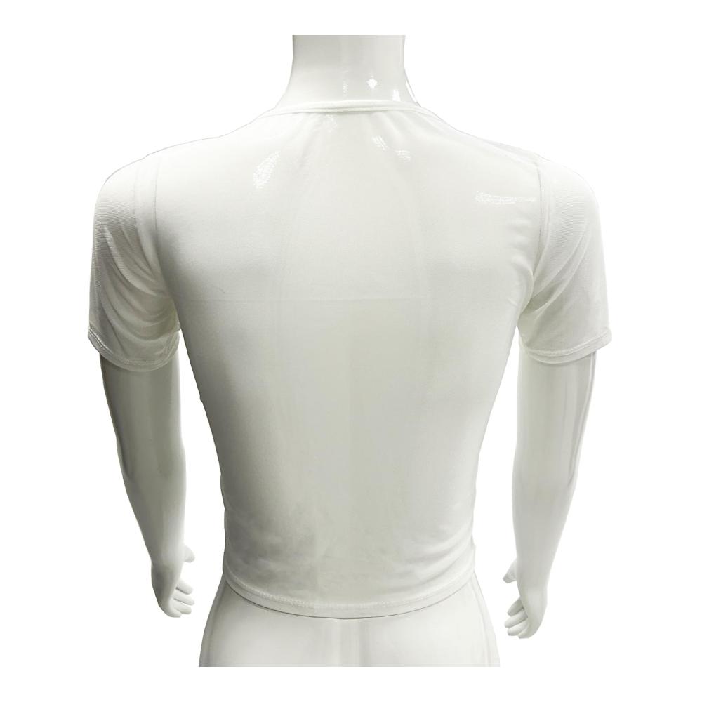 Damen Mesh Reizwäsche Set Transparentes T-Shirt Top BH-Hemd Unterhemd & Tank - Sexy Clubwear in Kurzarm Bauchfrei & Durchsichtig