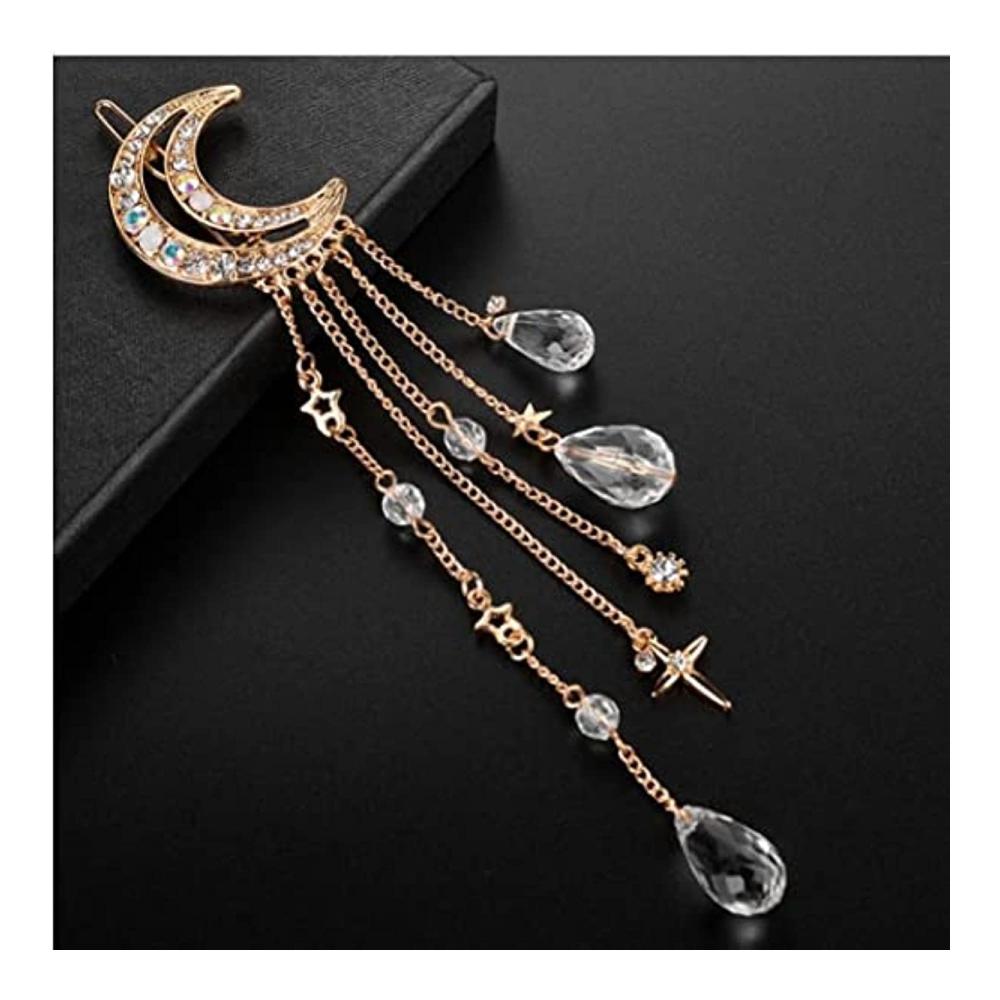 Vintage Kristall Haarspange - Mond Stern Fringe - Mode Brautschmuck für Frauen