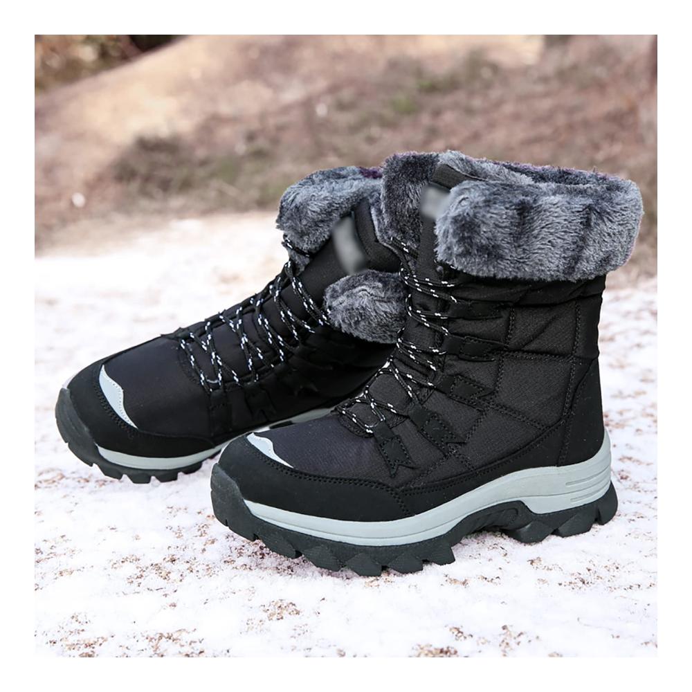 Winter Outdoor Herren Kletterschuhe Bequeme Sneakers mit Warmfutter rutschfeste Sohle und wasserdichte Schneestiefel in Schwarz Größe 38
