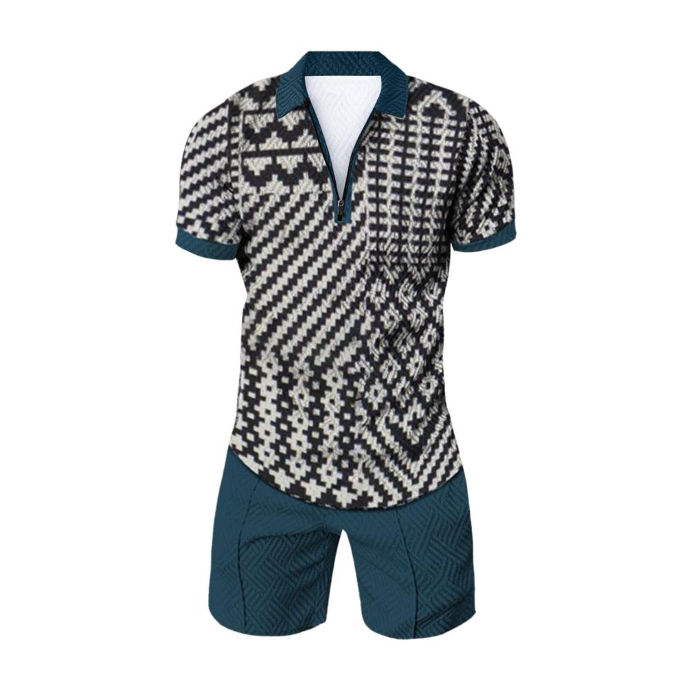 Herren Trainingsanzug Set Sportlicher Zweiteiler für Sommerfreizeit mit T-Shirts und Shorts