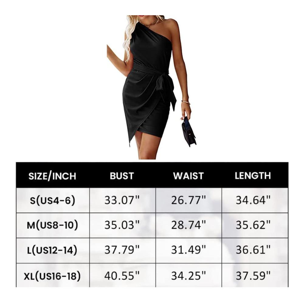 One Shoulder Partykleid Damen – Sommerkleid Sexy und Elegant mit Raffungen Wickelstil Minilänge Vintage Charme – Perfektes Abendkleid für Cocktailpartys