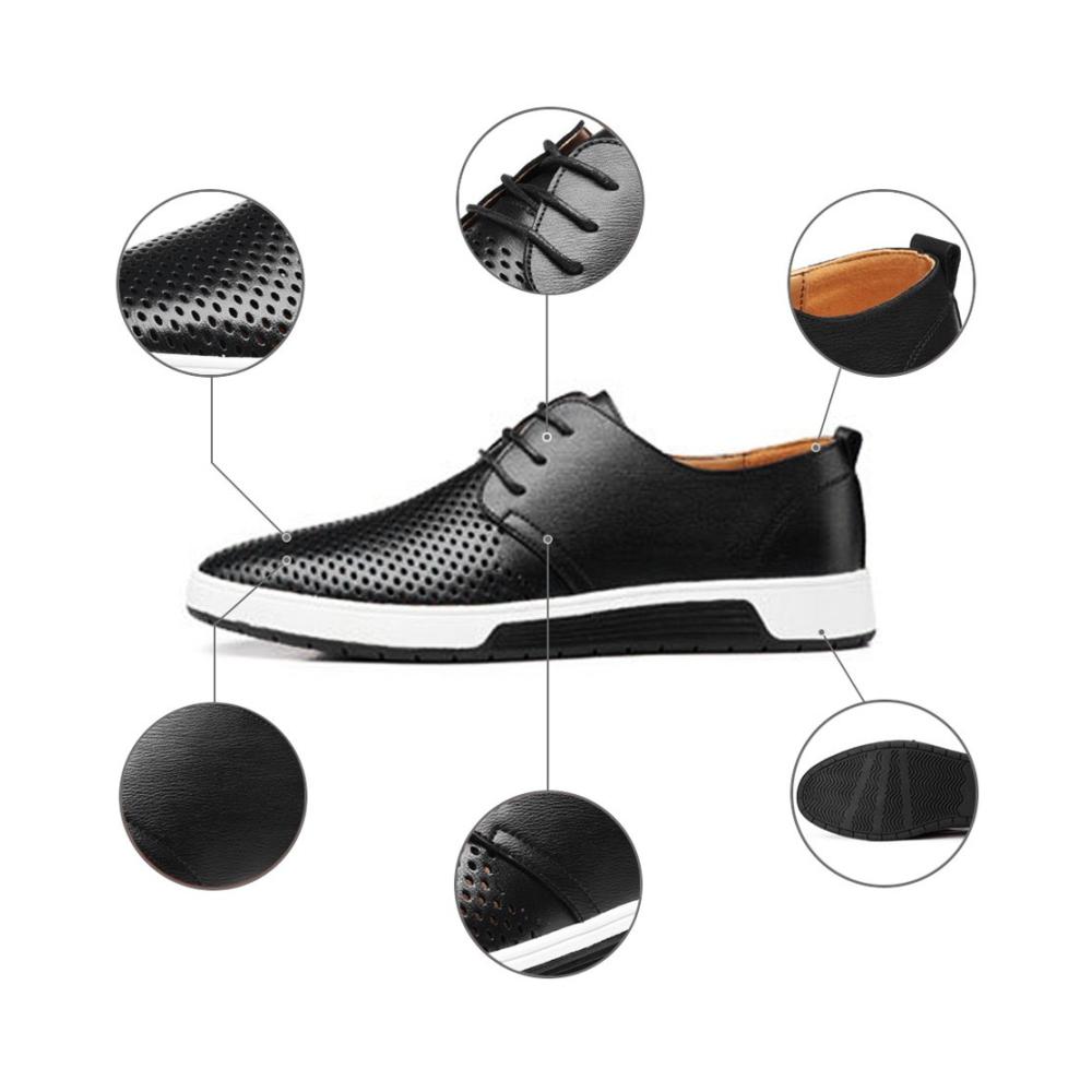 Herren Schnürhalbschuhe Business Mesh Lederschuhe für Hochzeit Atmungsaktiv & Casual