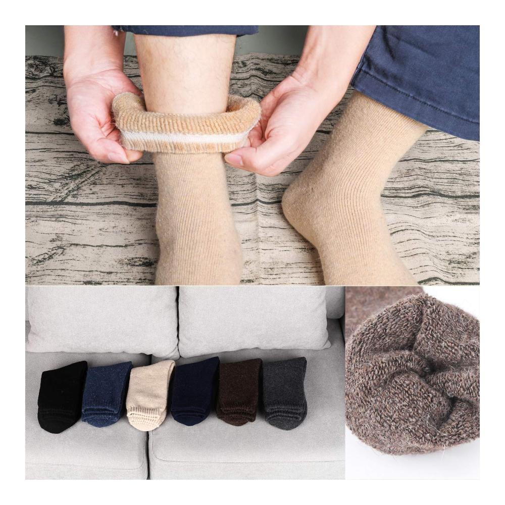 Warme Stoppersocken Aiglam 6 Paar Thermosocken für Herren und Damen - Super weiche dicke Stricksocken aus Wolle für maximale Wärme im Winter