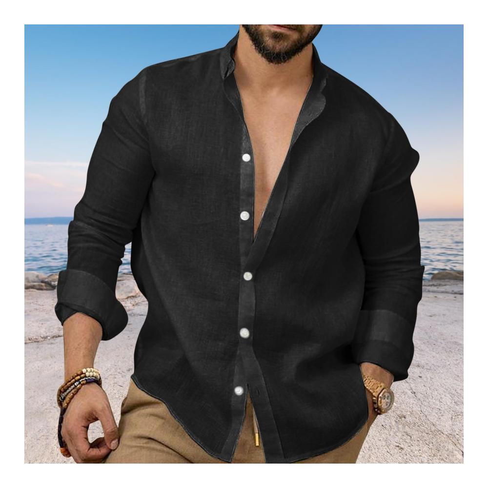 Herren Freizeithemd Langarm Leinenhemd mit Umlegekragen Business und Sommer Shirt - Atmungsaktives Hemd in Regular Fit Button-Down Oberteil Oversized und Leicht - Männer Hemden für stilvolle Eleganz
