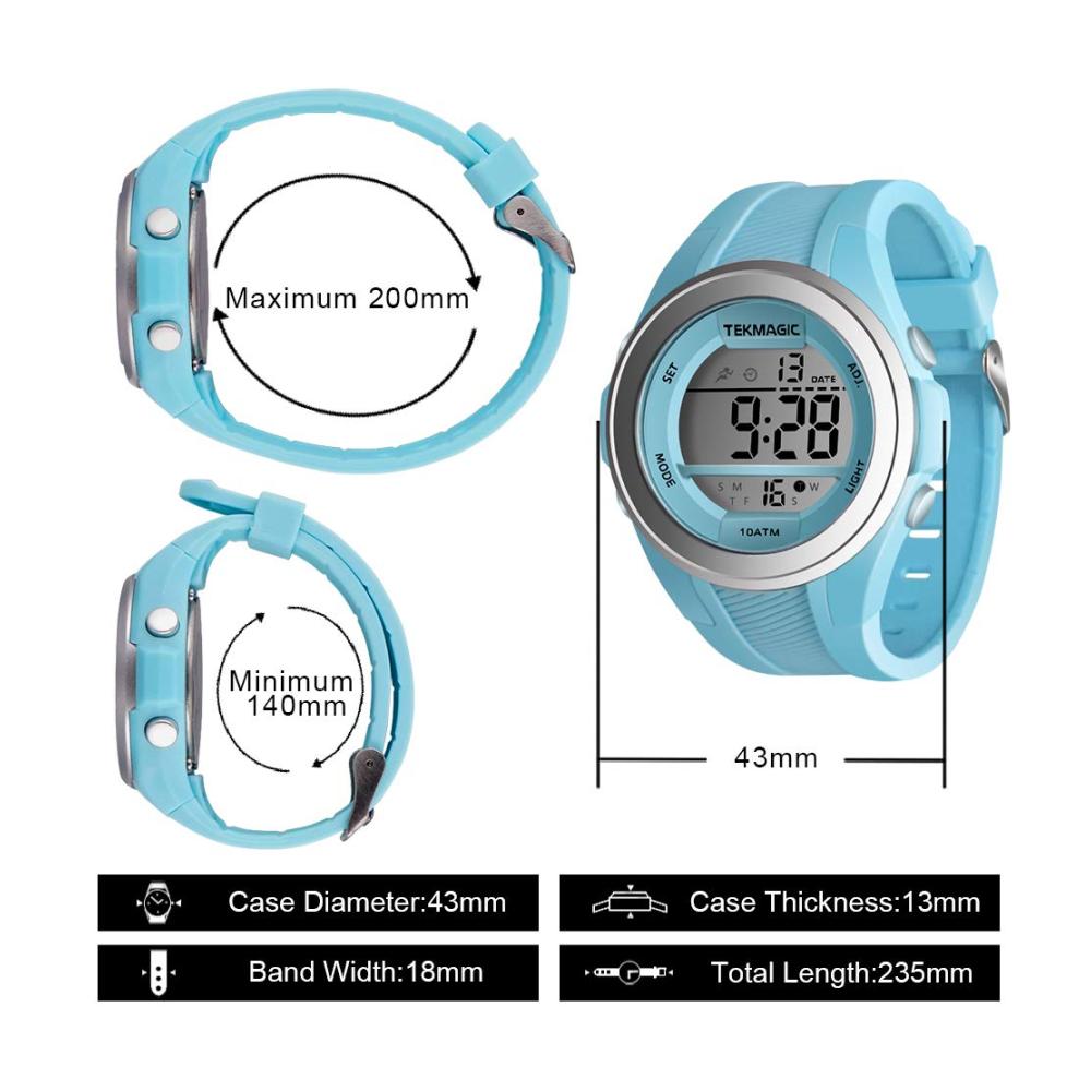 10 ATM wasserdichte Armbanduhr für Jungen und Mädchen - ideal zum Tauchen und Schwimmen mit Stoppuhr Chronograph Wecker und doppelter Zeitzonen-Anzeige - Wählbares 12/24-Stunden-Format