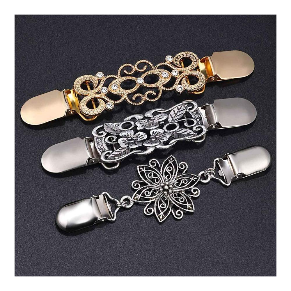 3-teiliges Vintage-Metall-Accessoire-Set für Damen Broschen Anstecknadeln & Clips für Schals Pullover Kleider & mehr