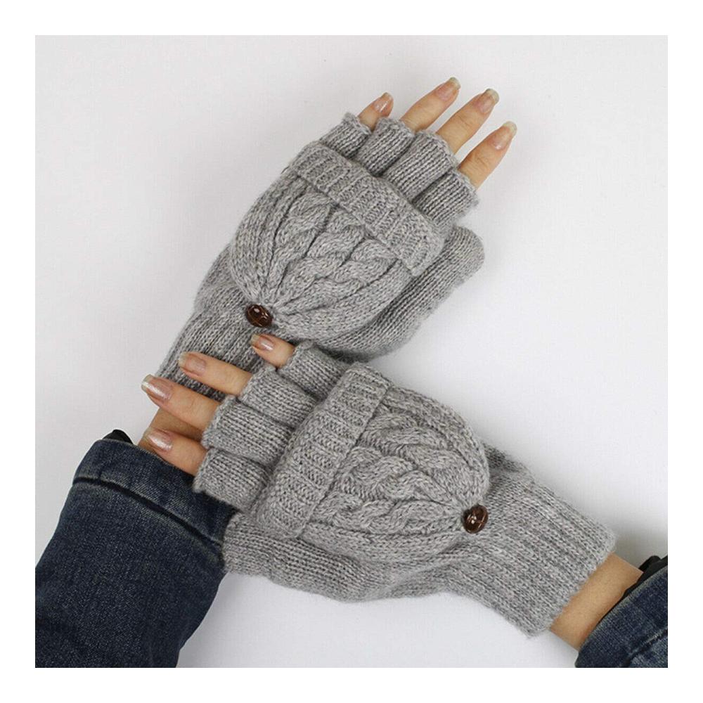 Damen Handschuhe & Fäustlinge BOSSTER - Fingerlose Fäustlinge mit Daumenabdeckung in knopfverschluss design - Ideal für Damen und Mädchen