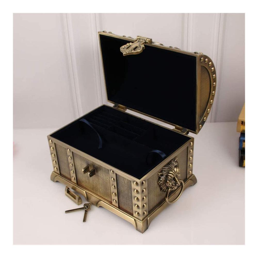 Europäischer Vintage-Schmuckkasten mit Metallschloss – Mehrschichtiger Organizer in antikem Zinn für stilvolle Schatzbewahrung und Geschenkbox