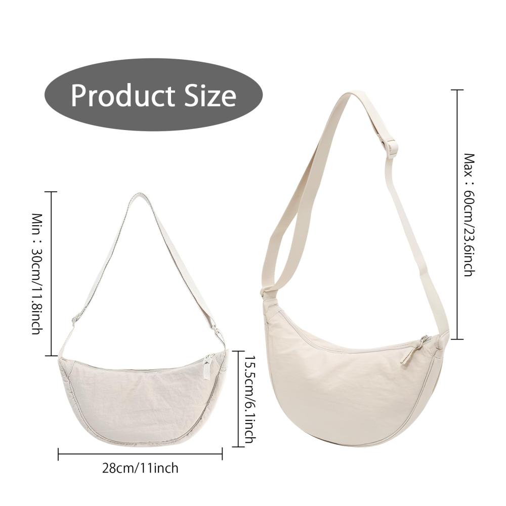 Damen Schultertasche Y2K Halbmond Crossbody mit verstellbarem Schultergurt Nylon Handtasche für Schule Shoppen und Reisen