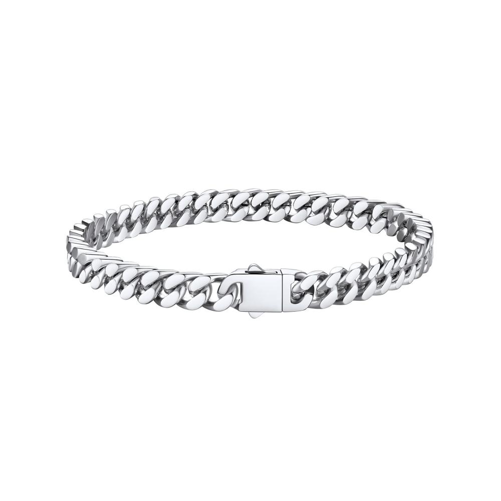 Edelstahl Armband mit Gravur – Personalisiertes Geschenk für Damen und Herren Schicke Panzerkette Miami Armkette