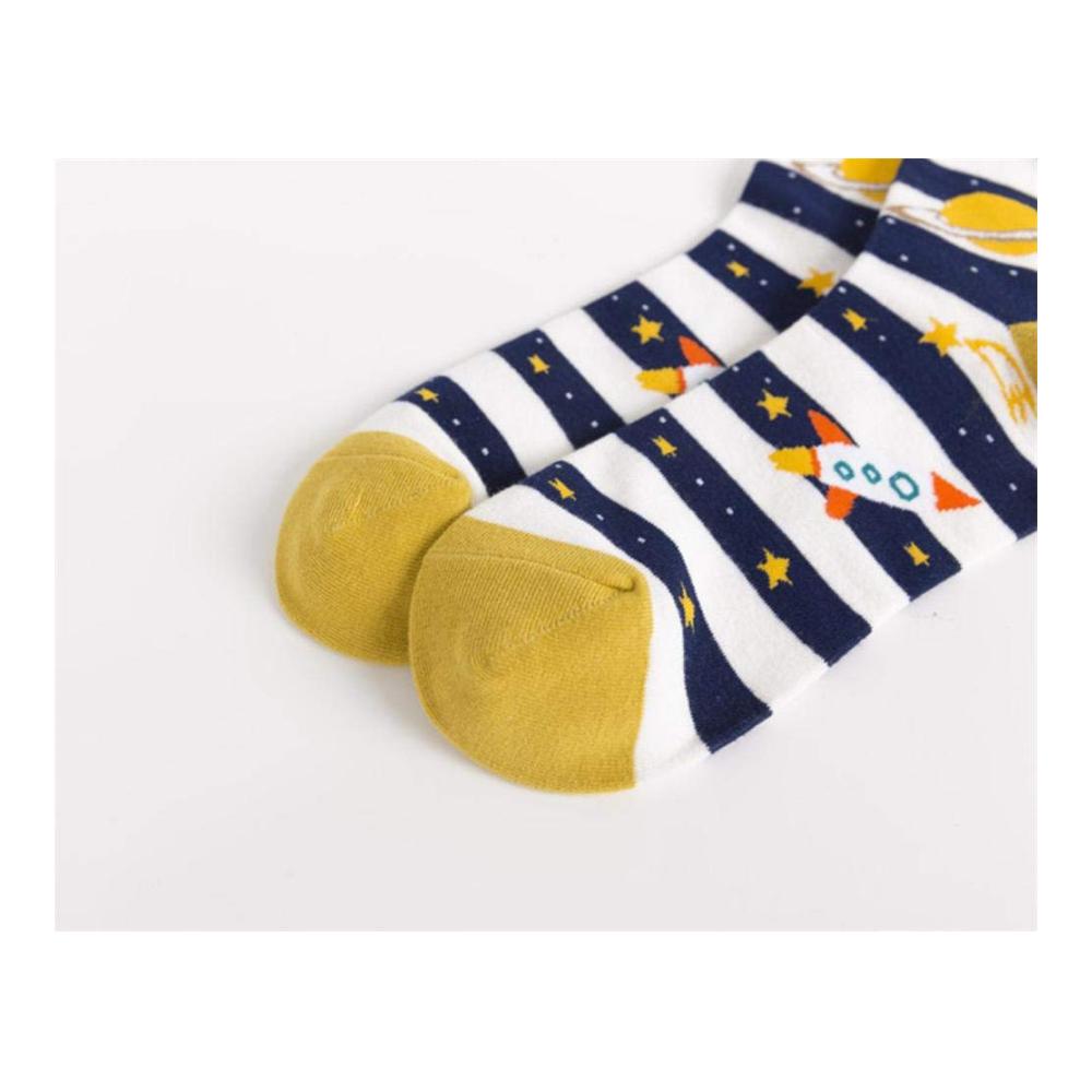 Herrensocken Set 5 Paar Baumwollsocken für den Winter weich warm & atmungsaktiv | Lustiges Universum mit Planeten-Muster
