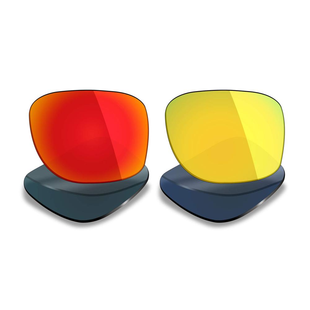Polarisierte Ersatzgläser für Oakley Holbrook Sonnenbrille - 2 Paar Fire Red & 24K Gold
