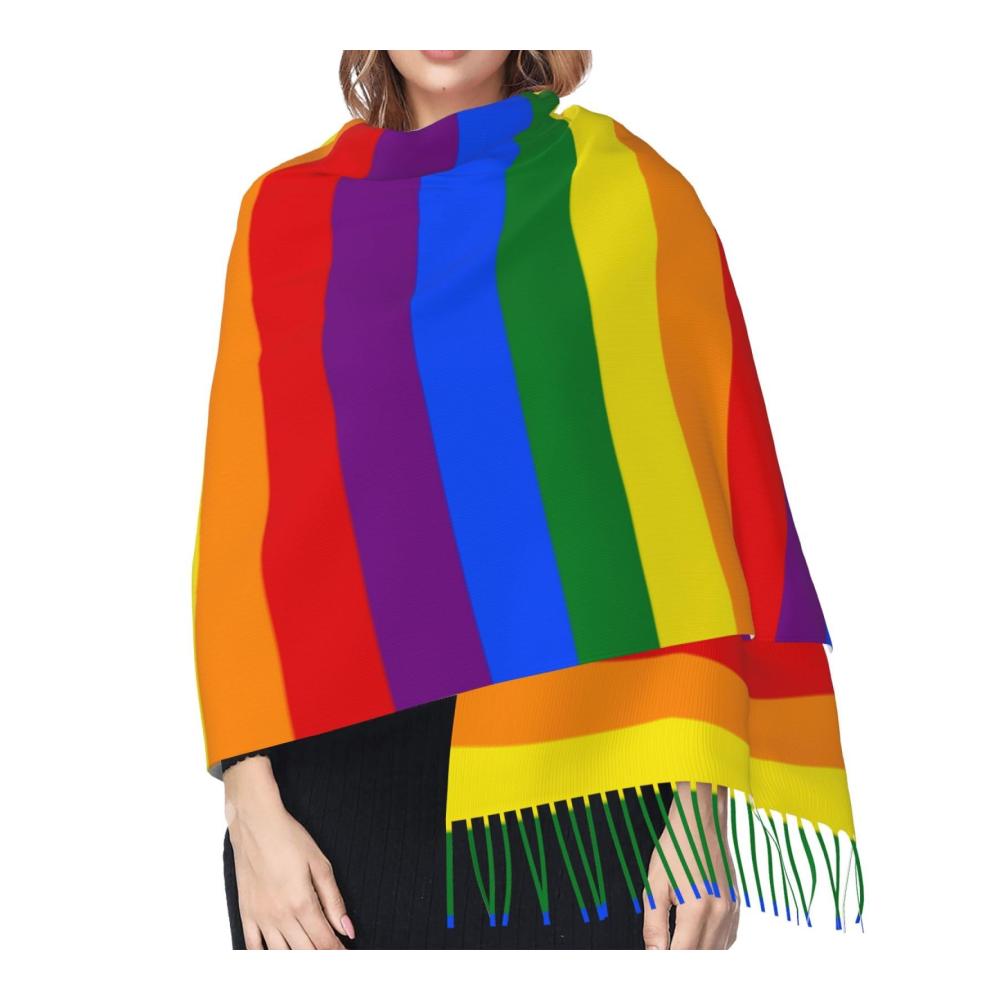 Großer warmer Unisex-Schal | Weicher modischer Schal in Regenbogenfarben | Einheitsgröße für Damen und Herren