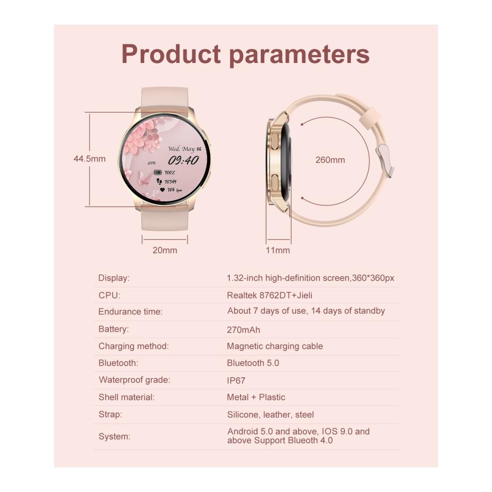 Fashion Smartwatches SIEMORL Damen Smartwatch mit Telefonfunktion Fitness Tracker Pulsuhr Schlafmonitor Schrittzähler Kalorienzähler Activity Tracker – IP67 Wasserdicht – Lila Armbanduhr für iOS Android