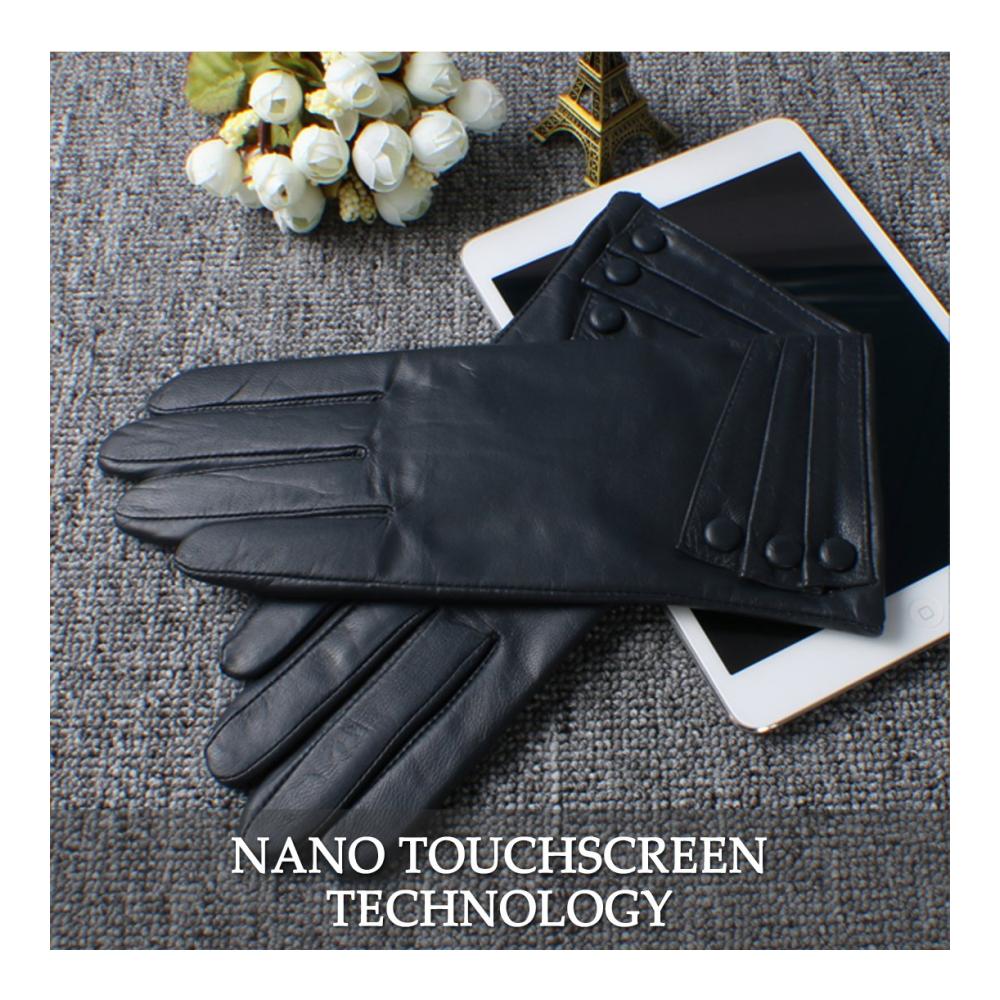 Damen Lederhandschuhe mit Touchscreen-Funktion | Winterwarmes Lammfell-Futter | Stylische Fäustlinge für kalte Tage