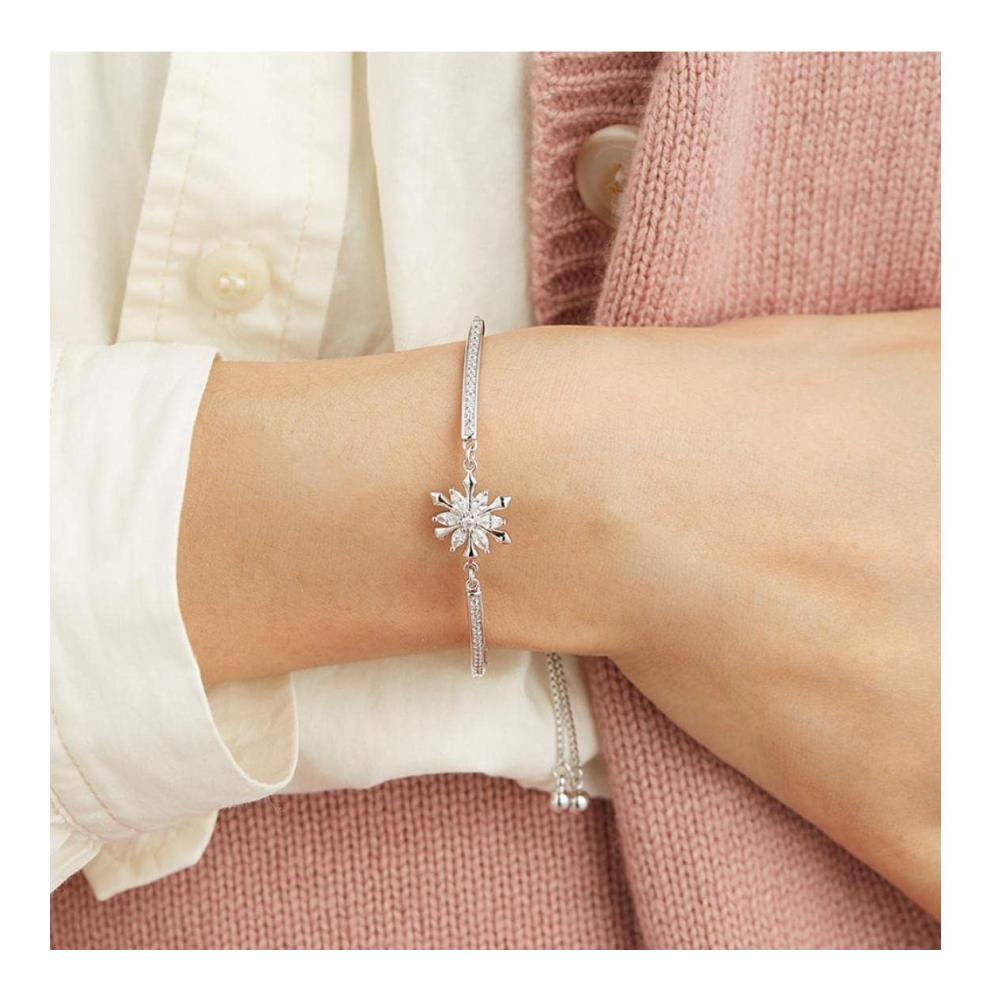 925 Sterling Silber Schneeflocke Armband - Klassischer Stil Verstellbar für Frauen - Hochzeit & Engagementsschmuck