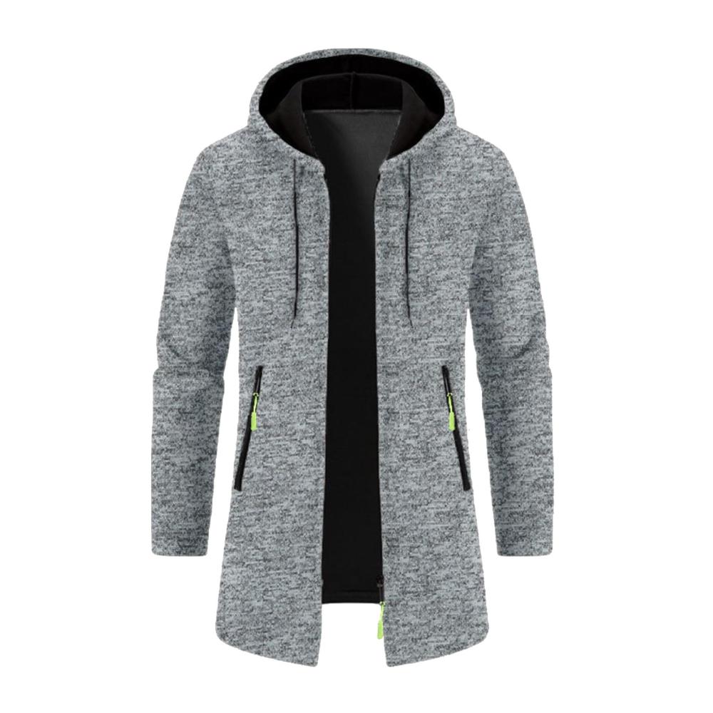 Herren Softshelljacke mit Kapuze – Wintermantel Lang Slim Fit Business Style | Wollmantel für Männer mit Kapuzenpulloverjacke Trenchcoat Design | Windbreaker Warme Wolle für den Winter