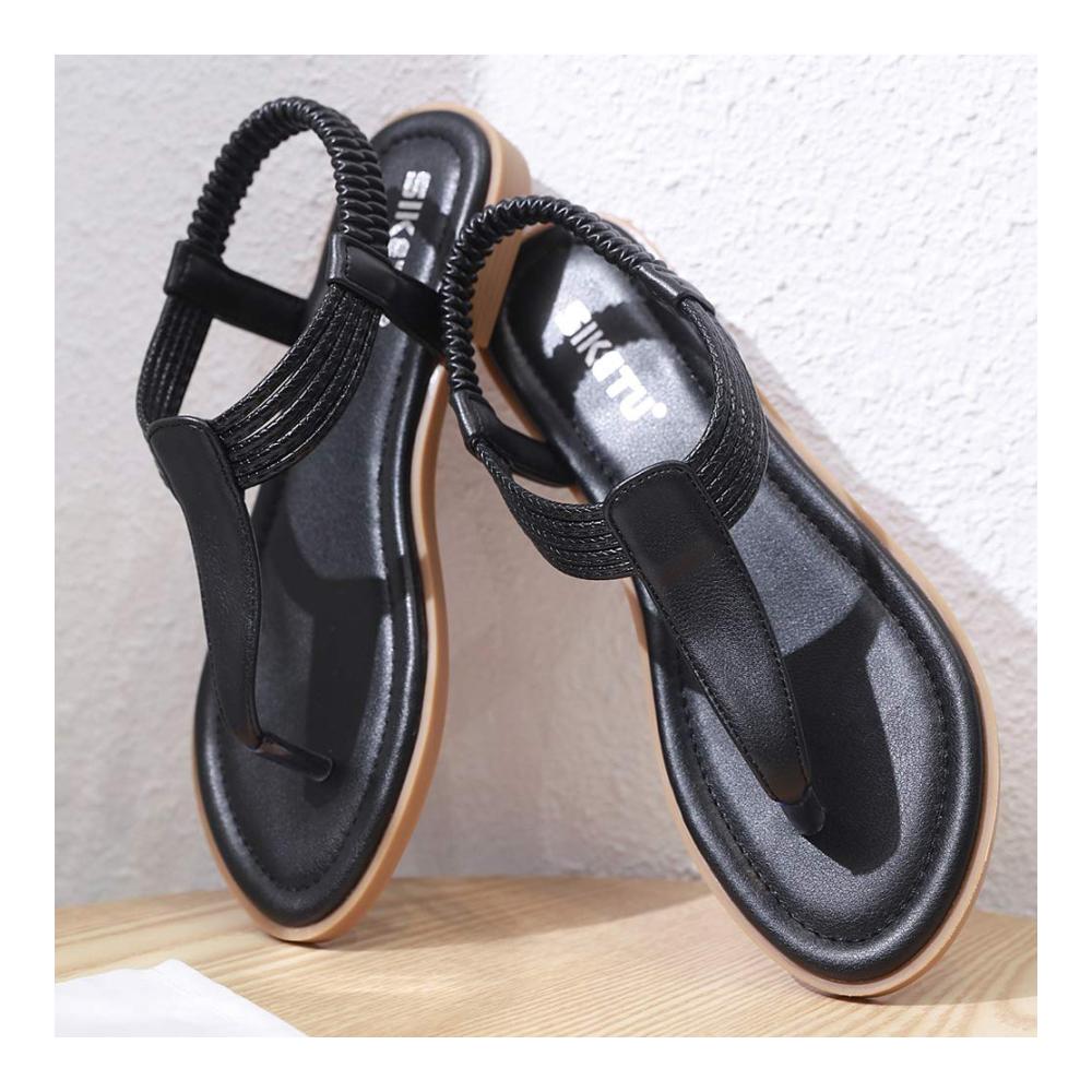 Sommerliche Damen Zehentrenner mit Strass Flache Riemchensandalen