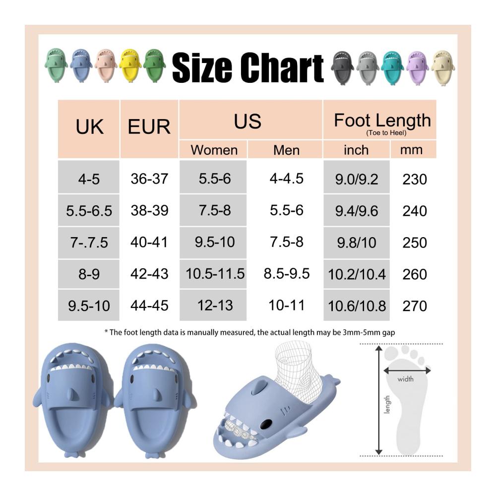 Dusch- & Badeschuhe Shark Sliders - Rutschfeste Hausschuhe für Damen und Herren Schnell Trocknende Shark Pantoffeln mit superweichem offenem Zehenbereich - Indoor & Outdoor Aqua Schuhe für eine angenehme Dusch- und Badeerfahrung