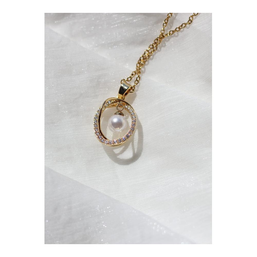 18k Gold Plated Stainless Steel Pearl Necklace – Stylish Pendant for Women Trendy Damen Frauen Gift