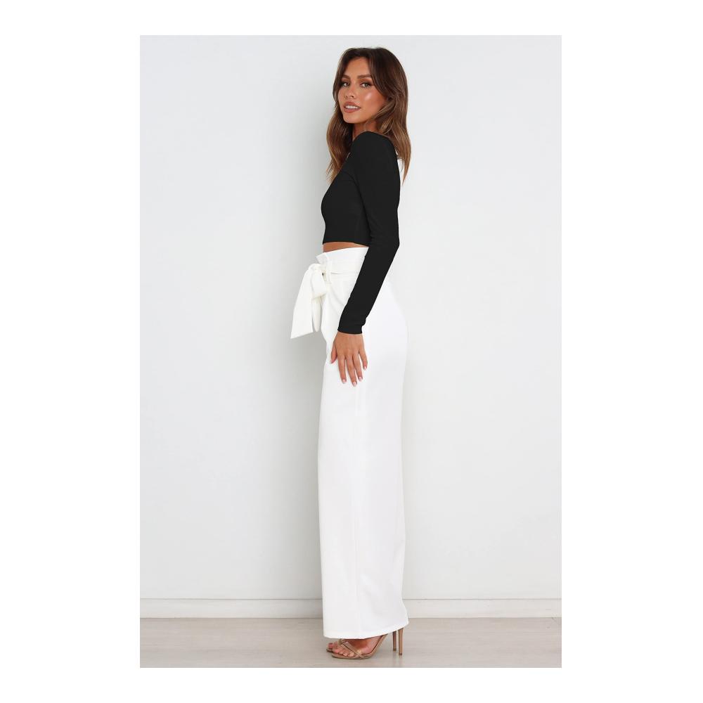 Damenanzug Fließende High-Waist Hose mit Gürtel für Pendler und lässige Anlässe