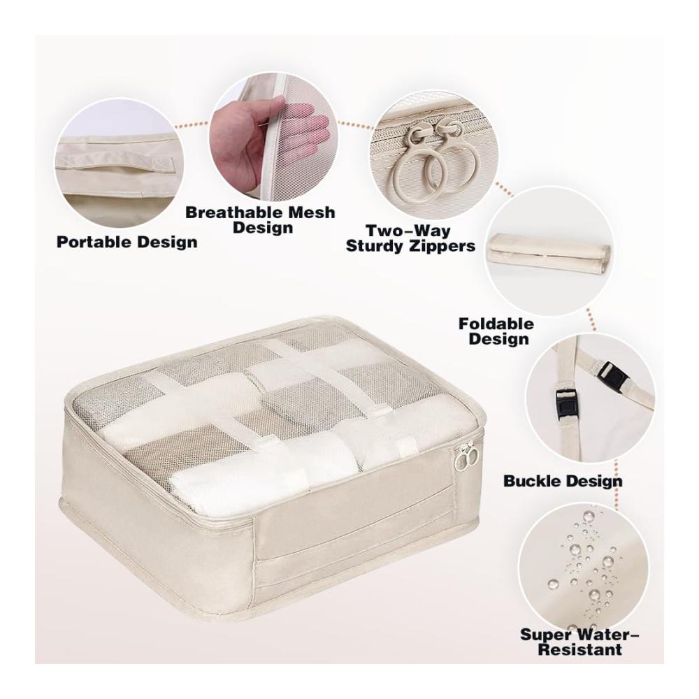 Kofferorganizer Set 11-teilige Packing Cubes für platzsparendes Reisen - Compression Kleidertaschen Travel Organizer Essentials für Unterwäsche Kosmetik Kleidertaschen und Schuhbeutel