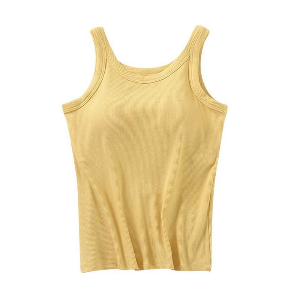 Damen Tanktop mit Breiten Trägern und Integriertem BH - Bügelloser Gepolsterter Unterhemden & BH-Hemden für Elastische Passform Ideal für Damen und Mädchen XS-M (45-68KG