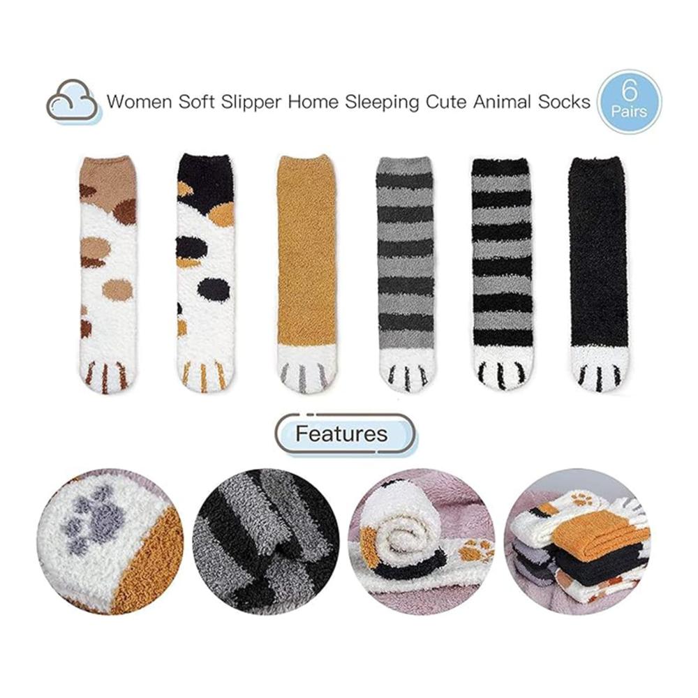 Stoppersocken 6 Paar - Kuschelsocken Damen für warme Winterabende | Flauschige Wintersocken mit rutschfester Sohle | Weihnachtssocken Geschenkset für die ganze Familie