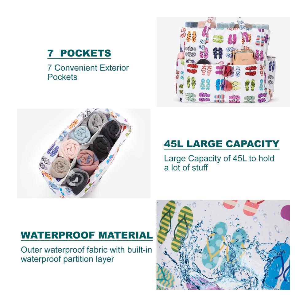 BISON DENIM Damen Strandtasche Groß Wasserdicht & Sanddicht - Ideal für Schwimmbad und Strand - Leichtgewichtige Umhängetasche mit Reißverschluss