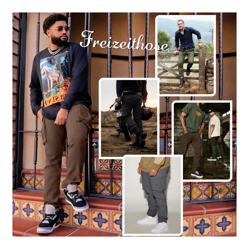 Cargohose Herren Strapazierfähige Baumwoll-Freizeithose in Slim Fit | Arbeits- und Outdoorhose mit 6 Taschen