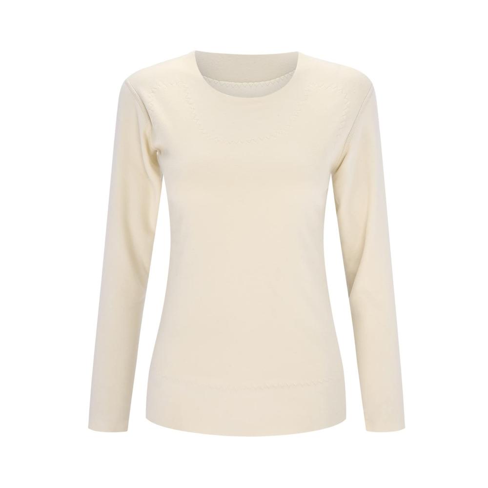 Nahtloses Langarm-Thermo-Oberteil für Damen mit integrierter Heizung - Herbst-Winter Schlafshirt für Taillen- und Bauchschutz ideales Damen-Langes-Shirt