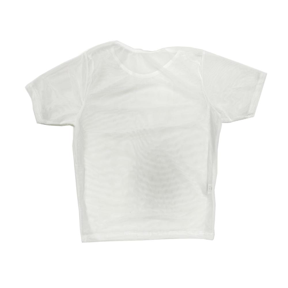 Damen Mesh Reizwäsche Set Transparentes T-Shirt Top BH-Hemd Unterhemd & Tank - Sexy Clubwear in Kurzarm Bauchfrei & Durchsichtig