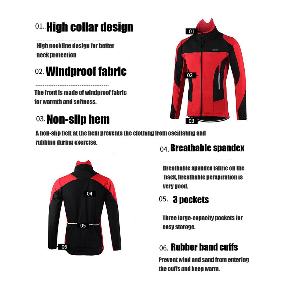Herren Radjacke | Winter-Fahrradjacke mit Fleece | Wind- und wasserdichte Thermo-Langarmjacke | Reflektierende Fahrradbekleidung für Wärme