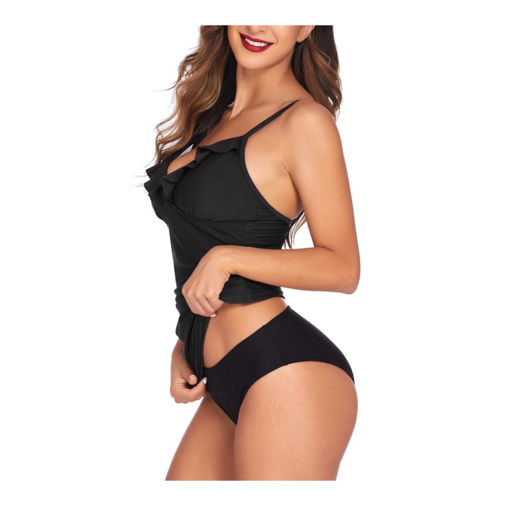 V-Ausschnitt Tankini Top für Damen | Gerafftes Badeanzugoberteil in verschiedenen Größen (S-2XL