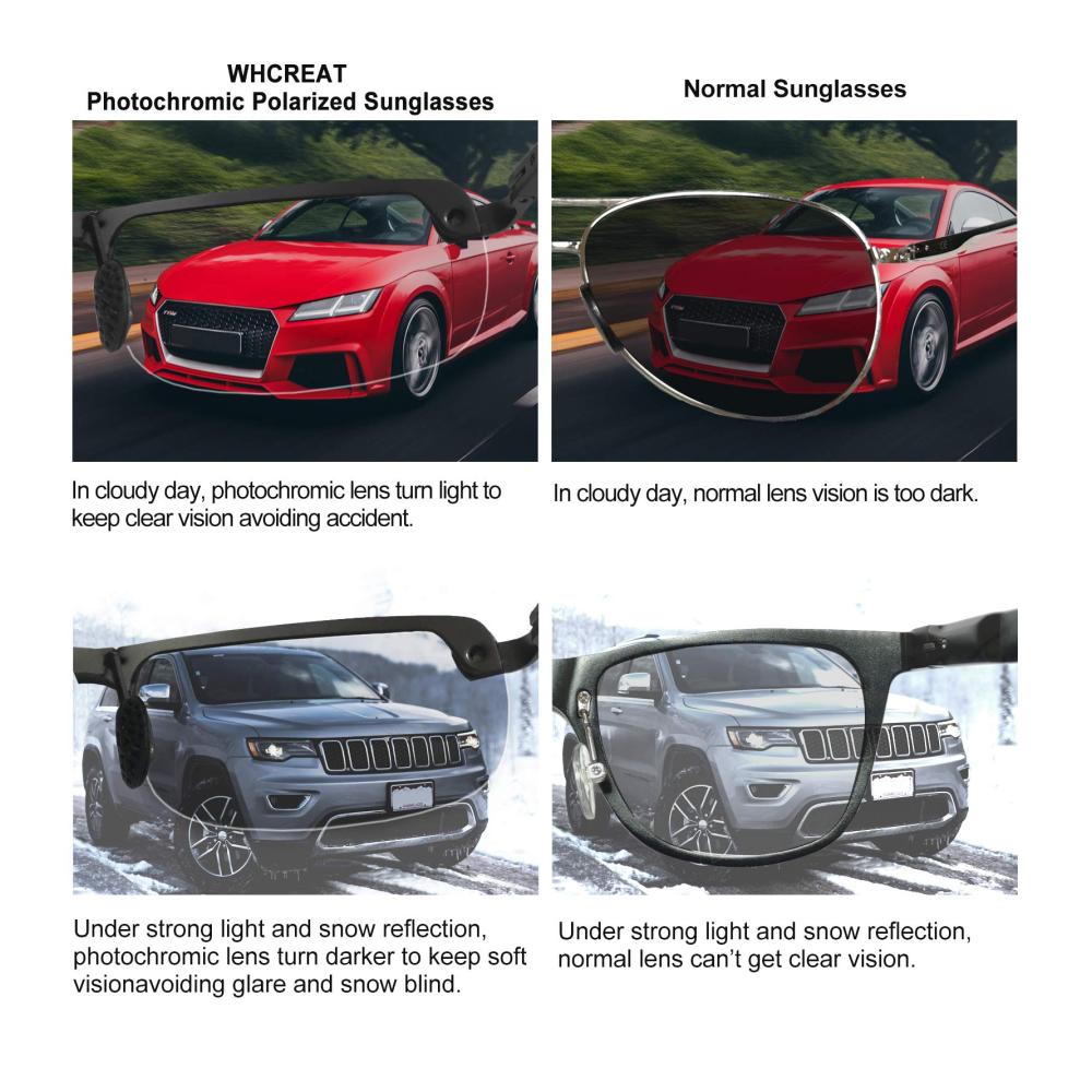 Photochromatische Polarisierte Herren-Sonnenbrille für Draußen Sport Radfahren - Ultraleichtes AL-MG Rahmen-Design