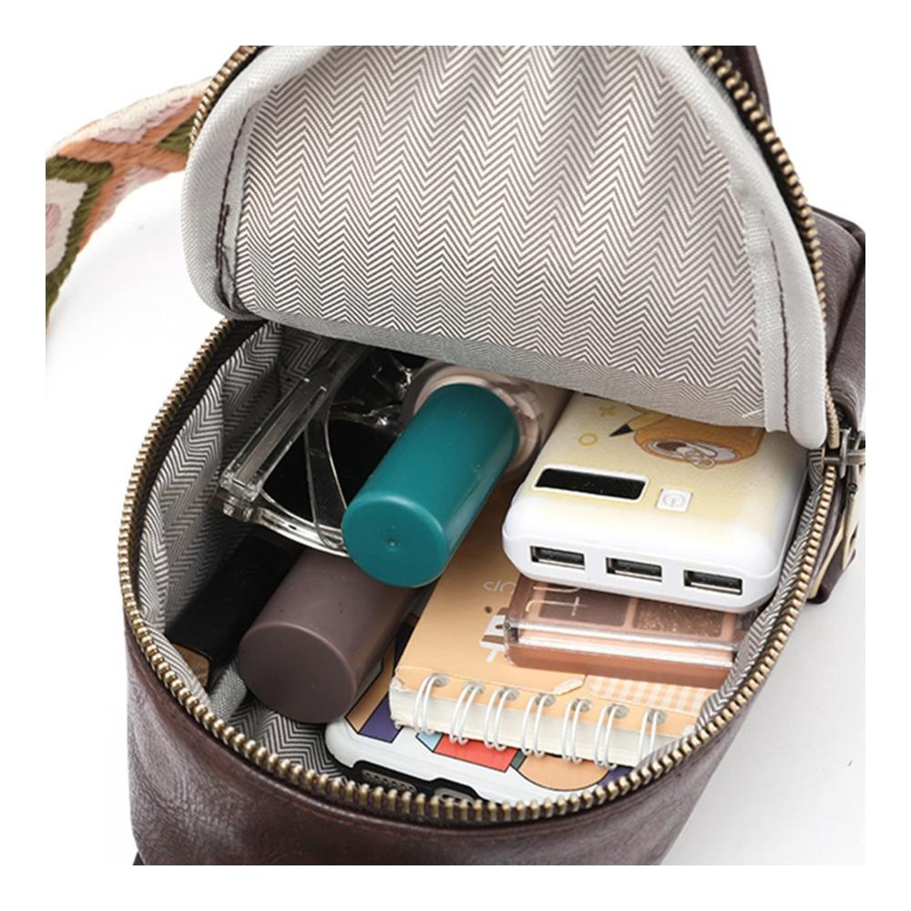 Moderne Damen Leder Umhängetasche mit Breitem Gurt und Dreieckiger Kopfhörertasche – Perfekt für Reisen Outdoor und Shopping