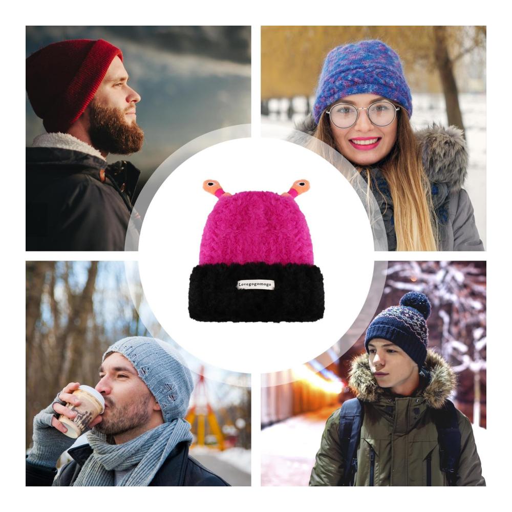 Leuchtende Cartoon-Tentakel-Beanie-Mützen für den Winter - Lustige Strickmützen mit LED-Lichtern