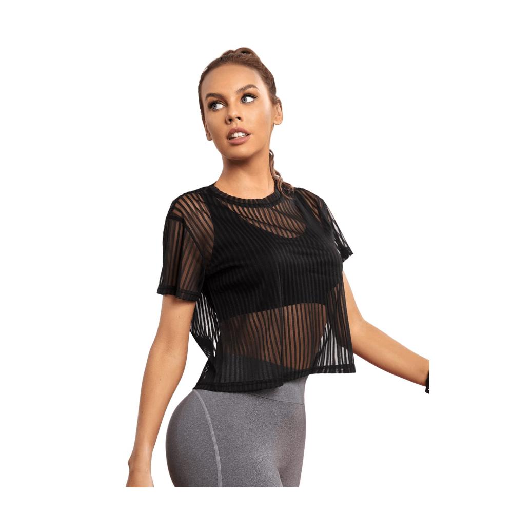 Damen Sommer Mesh T-Shirt - Klassischer BH-freier Stil von SOLY HUX Durchsichtiges Kurzarm Netzoberteil für einen stilvollen Look