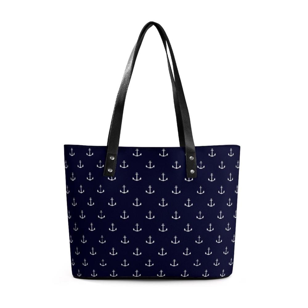 Anker Henkeltasche aus Pebbled PU Leder | Vielseitige Damenhandtasche für Business & Freizeit | Blauer Hintergrund | 29x34x14cm