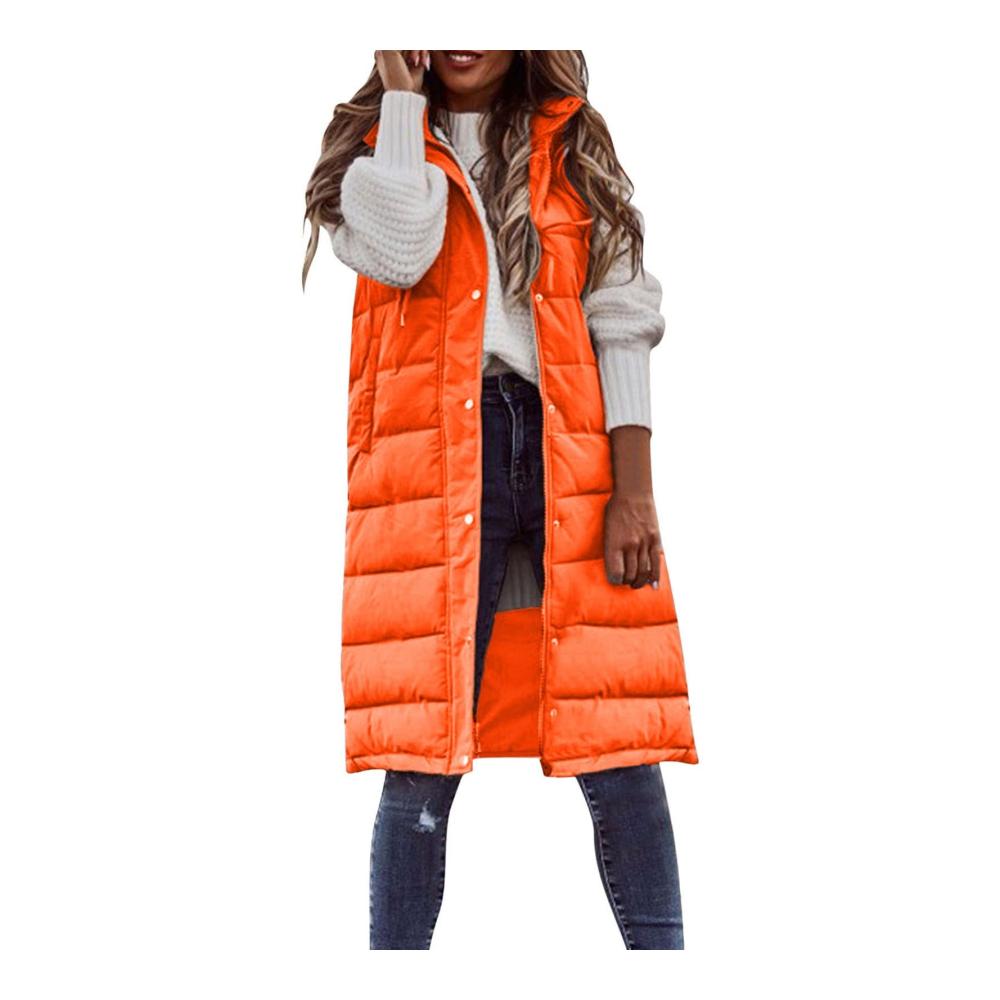 Damen Lang Steppweste mit Stehkragen - Leicht Warm und Gefüttert für Winteroberbekleidung