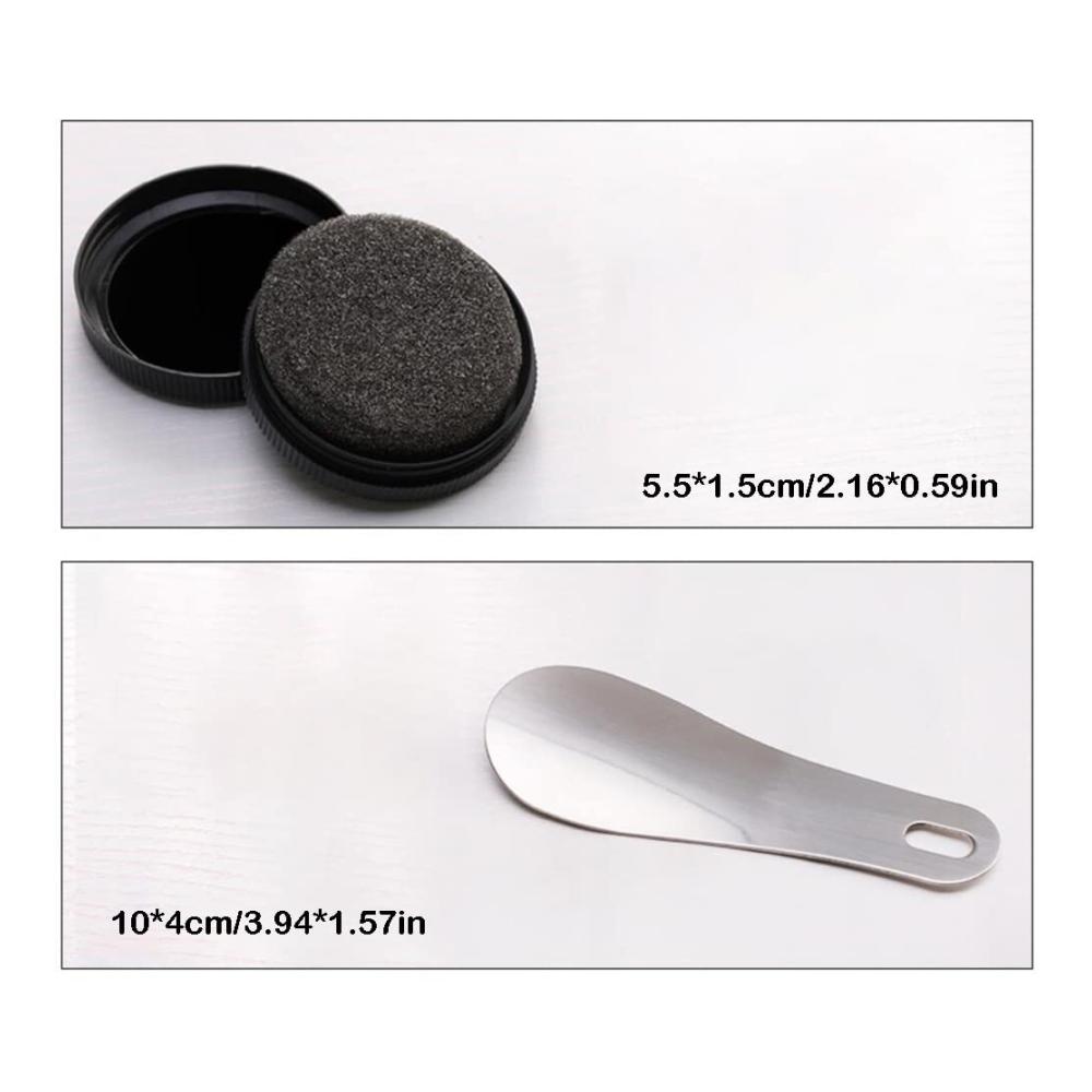 10-teiliges Schuhpflegeset | Schuhputzkit mit Schwarz/Weiß Schuhcreme Bürste Löffel Tuch Schwamm PU-Lederetui | Reiseset für makellos gepflegte Schuhe