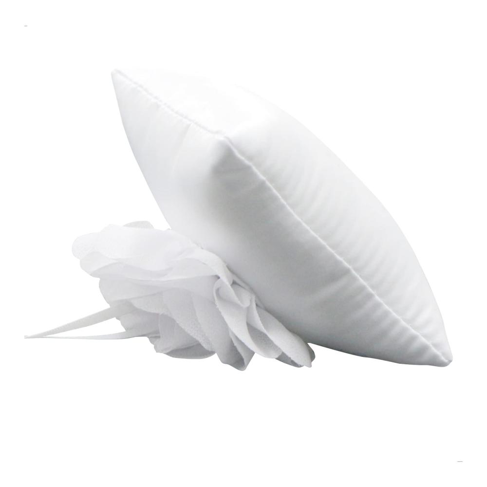 Blumenringkissen für Hochzeit - Elegantes Ringträgerkissen 10 * 10cm weiß - Ideal für Verlobung und Hochzeitsfeier mit Trauringen und Eheringen