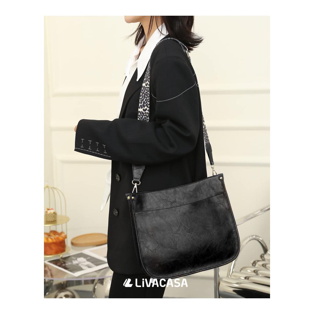 LIVACASA Damen PU Leder Umhängetasche Crossbody Schultertasche - Stilvolle City Abendtasche